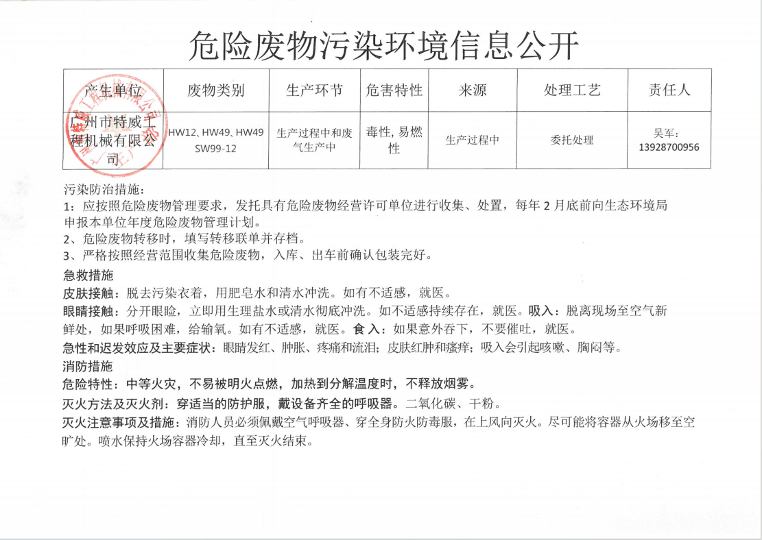 危險廢物污染環(huán)境信息公開